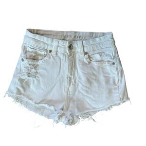 American Eagle Outfitters White Frayed Jean Shorts Size 00